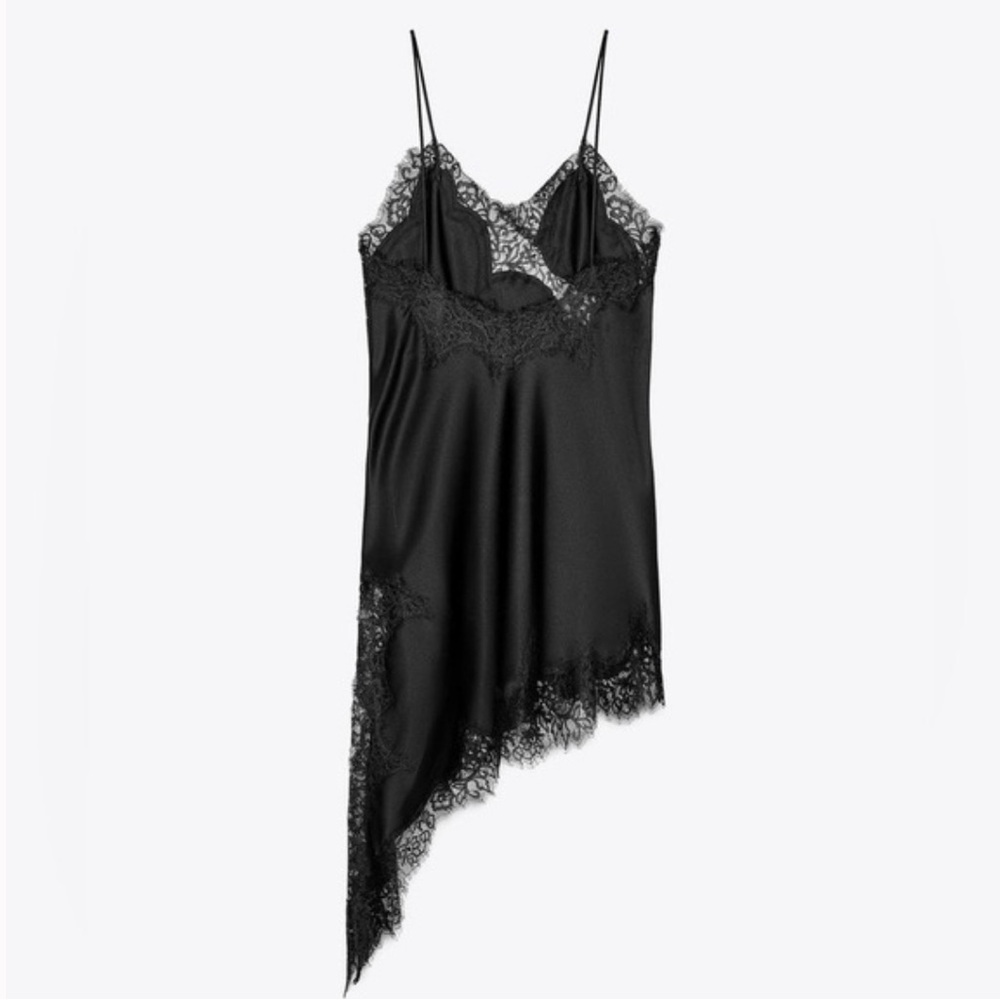 Zara NWT asymmetric lace dress black 5919/200 - Picture 11 of 16
